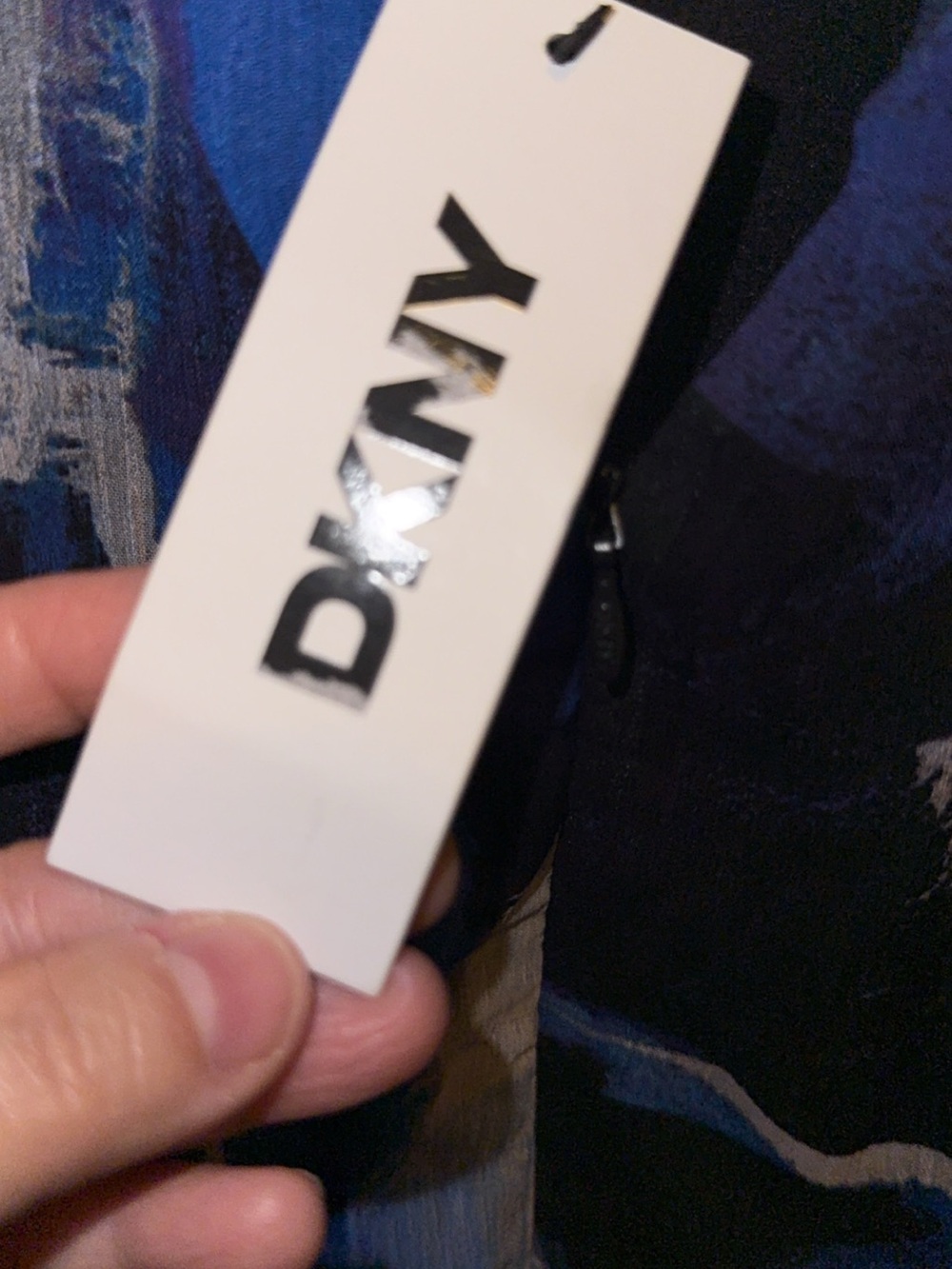 DKNY Abstract Brushstroke Blue Maxi Skirt - Picture 4 of 4